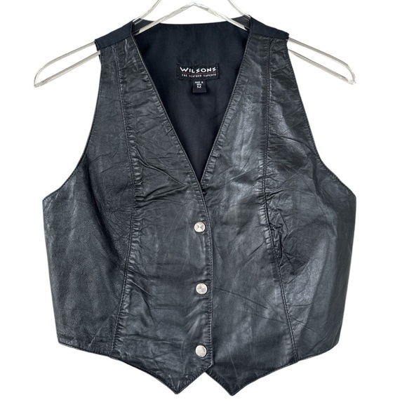 *VINTAGE* Wilson’s Leather Vest Black Size Medium - Picture 1 of 6